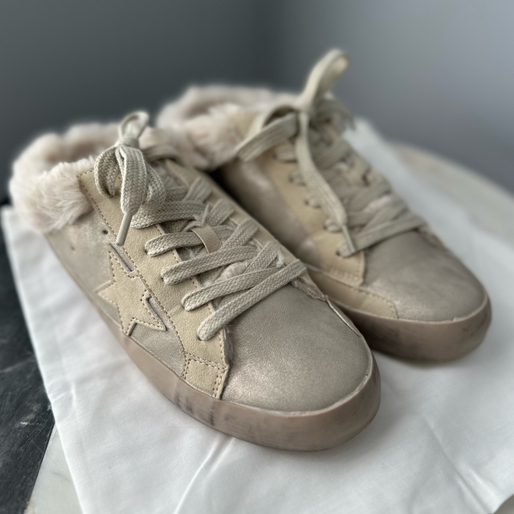 ShuShop Beige Fur-Lined Sneakers